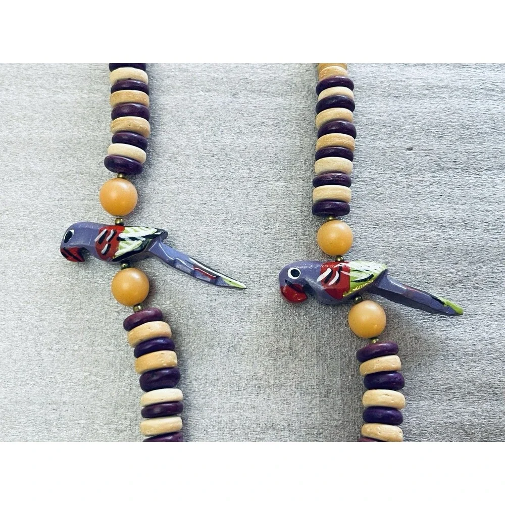 VTG '80s Boho Clay Disk Necklace 22
